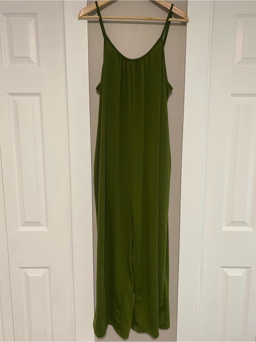 Olive Green Spaghetti Strap Slip Jumpsuit
